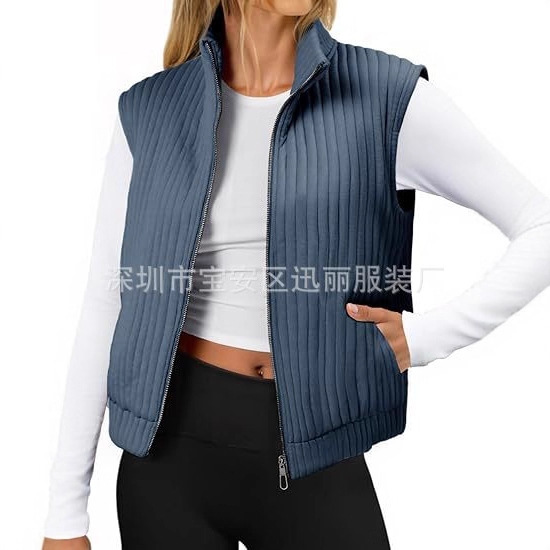 2025 Women's Vest Sleeveless Zipper Jacket Coat Autumn Spring Fashion Lightweight Outerwear