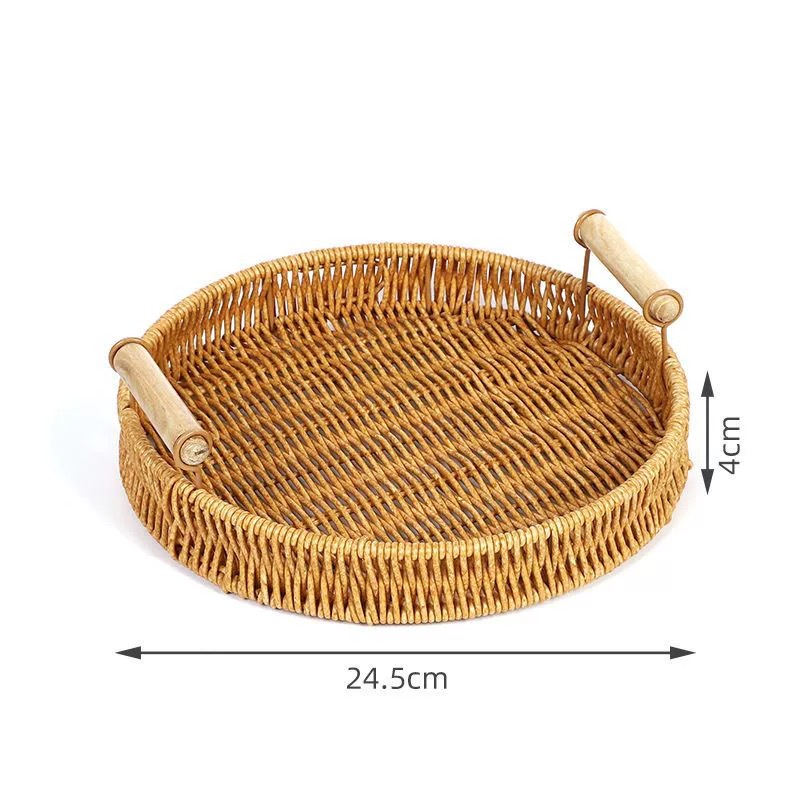 estilo japonés de caña pan de bocadillos refrigerios canasta de frutas imitación de caña bandeja casera sala de estar pastel pan fruta seca