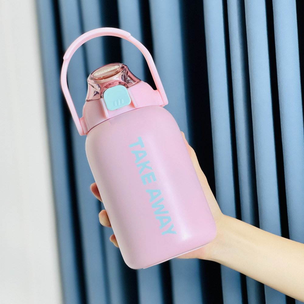 850ml nueva gran capacidad taza de vacío portátil tapa elástica olla portátil con paja taza de vacío al aire libre taza transfronteriza