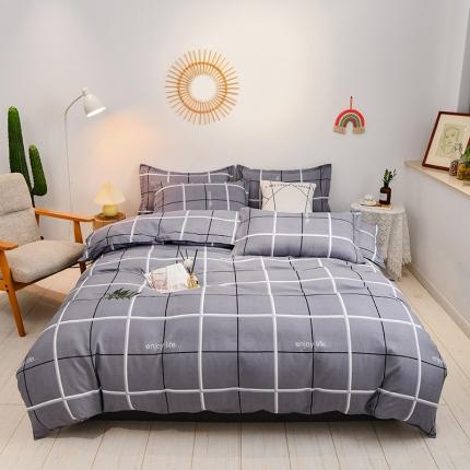 A類母子級ins小清新純綿磨毛四点セット肌シーツ水洗綿布団カバー寮三点セット