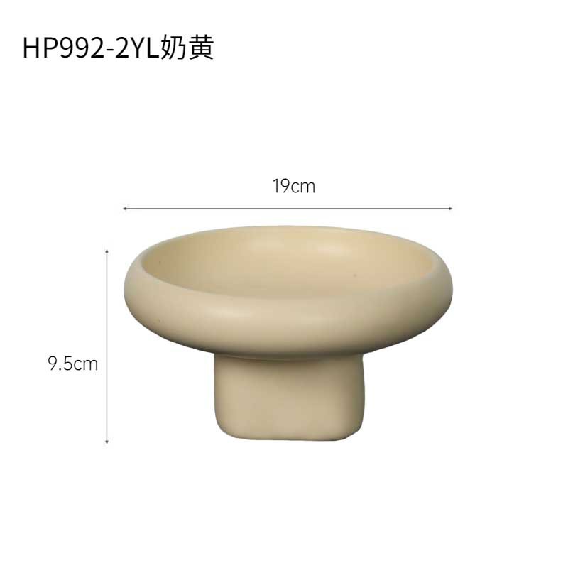 Creativo viento de crema de pie alto bandeja de frutas de cerámica moderna sala de estar decoración suave joyas bandeja de almacenamiento decoración