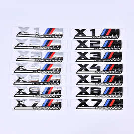 适用宝马M5雷霆高性能贴标M3M4X1改装X4X5X6M黑色车标运动尾标贴