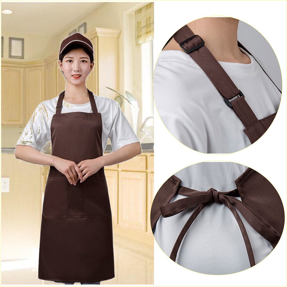 Venta al por mayor impermeable a prueba de aceite restaurante moda cintura lienzo algodón procesamiento LOGO impresión delantal