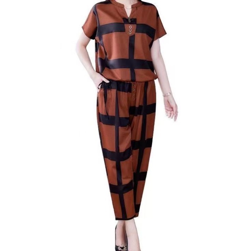 Summer New Style Women's Fashionable Casual Two Piece Set Loose Fit Plus Size Harem Pants_ecoleips.com