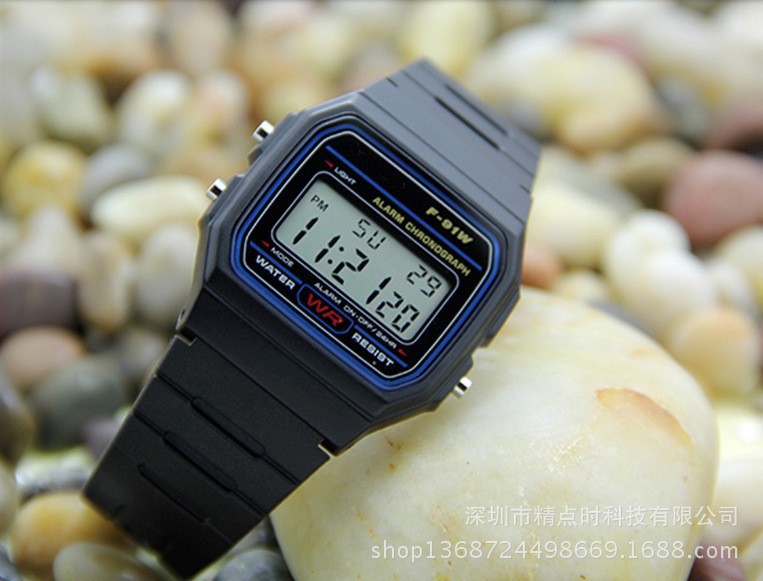 comercio exterior transfronterizo impermeable pequeño reloj electrónico cuadrado reloj electrónico de estudiantes de luz nocturna F91W correa de acero A159W moda