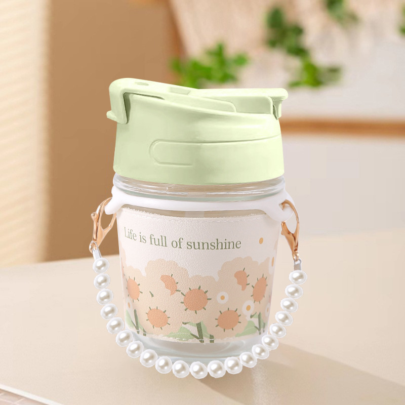 ♤[신규] 진주 컵-녹색 뚜껑 작은 진주 (해바라기 가죽 소매)