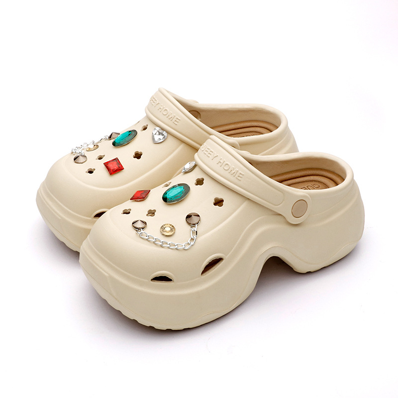 Baotou – chaussures croco à semelles épaisses pour femmes, pantoufles de plage antidérapantes, sandales rehaussantes, nouvelle collection été 2026