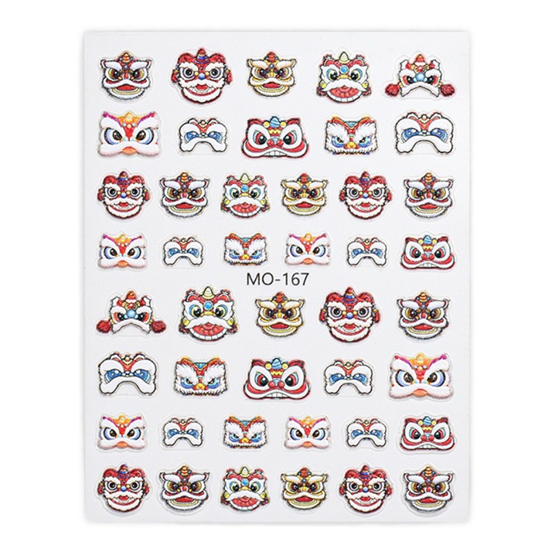 Pegatinas de alivio de uñas Xingshi de Año Nuevo moda nacional festivo Ruyi cabeza de león 3D pegatinas de uñas tridimensionales decoración de uñas
