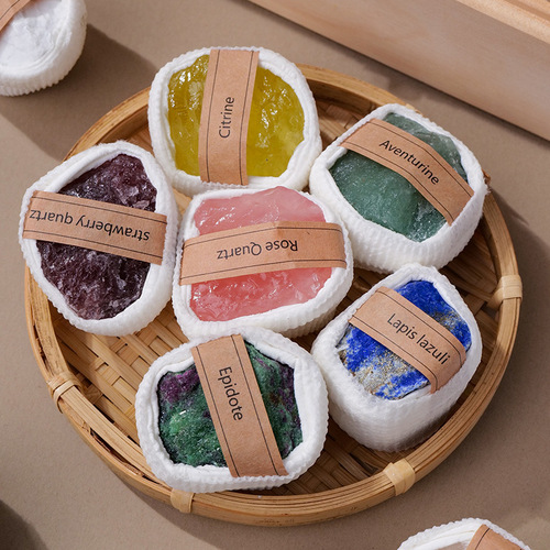 Natural crystal raw stone ore gift box set unpolished large particle mineral mark teaching decorative ornaments manufacturer wholesale