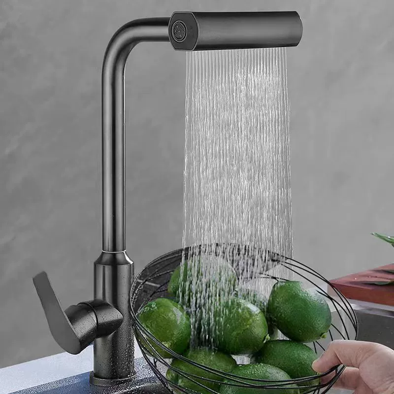 Кухонный смеситель-водопад Rain с поворотным изливом на 1080°, четырехступенчатый, для раковины, подача горячей и холодной воды, нержавеющая сталь 304