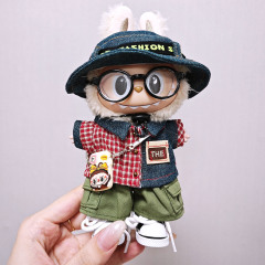 【ベビー服のみ】labubu ベビー服 赤チェック柄 カラーブロック カウボーイハットセット labubu 人形服