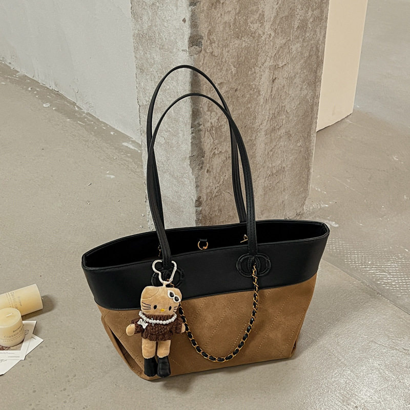 Túi tote nữ da PU cao cấp thiết kế tối giản dáng shopping bag dung lượng lớn đi làm — Màu vàng nâu không có mặt dây chuyền, Màu xanh lá cây không có mặt dây chuyền, Màu xám không có mặt dây chuyền, kaki không có mặt dây chuyền chi tiết 8