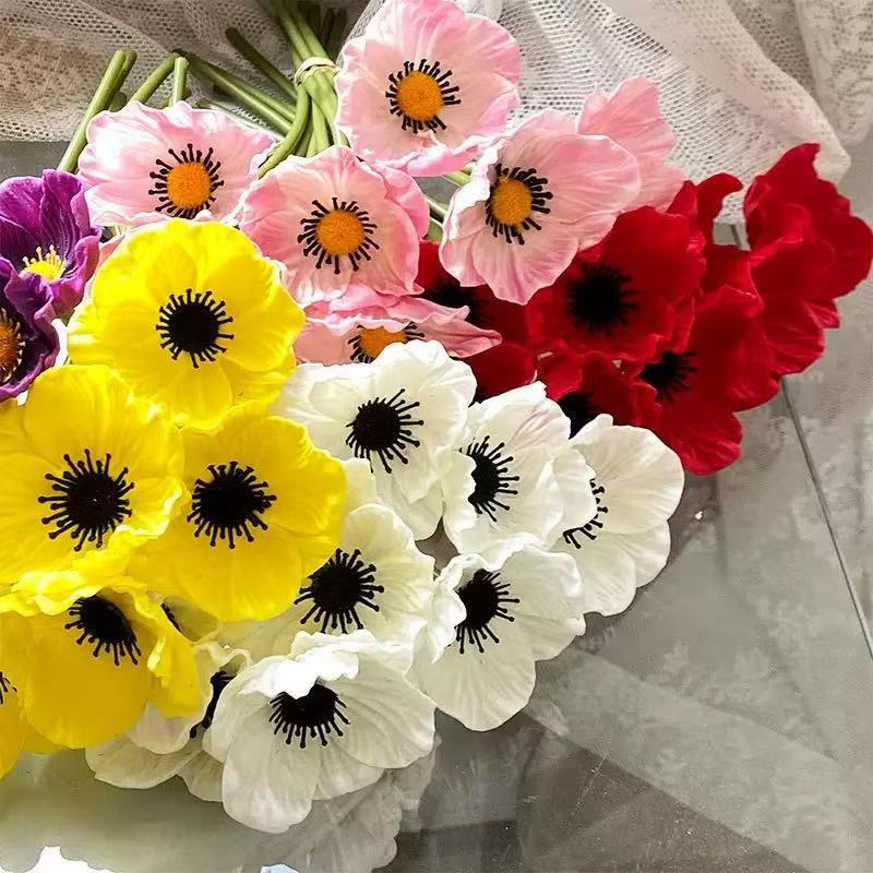 Pu Mini Poppy Flower Artificial Flower Fake Flower Ins Home Decoration Ornaments Artificial Plant Cross-Border Wholesale