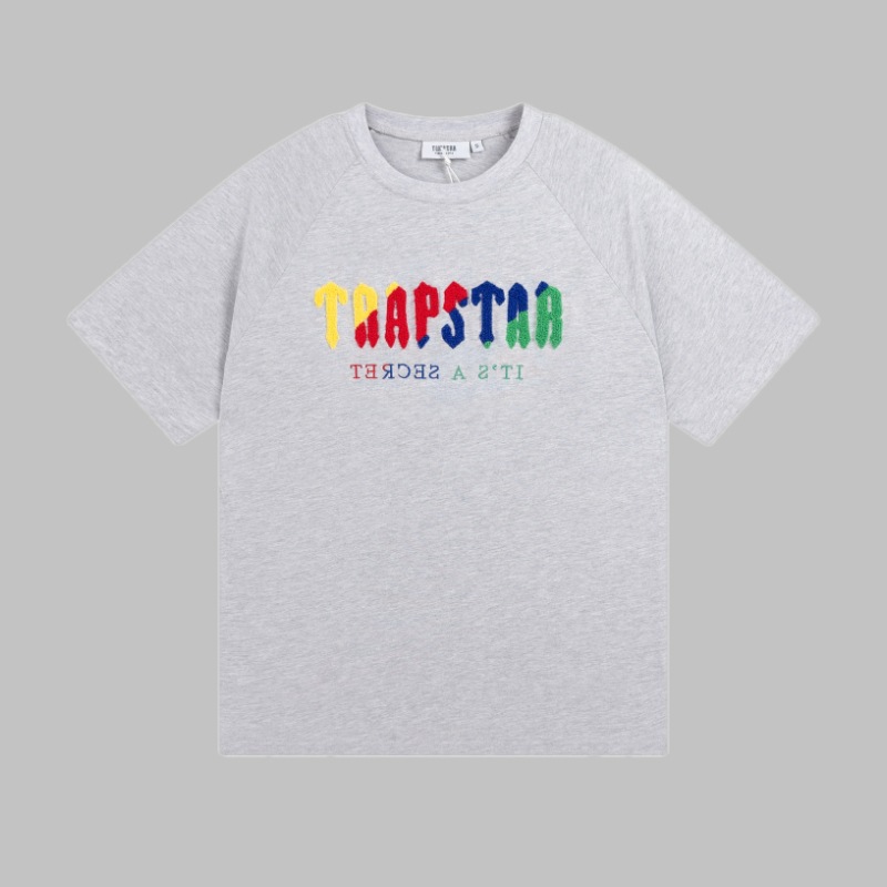 Comercio exterior transfronterizo Trapstar Arco Iris letras gradiente toalla bordado de manga corta Camiseta niebla calle pantalones cortos traje