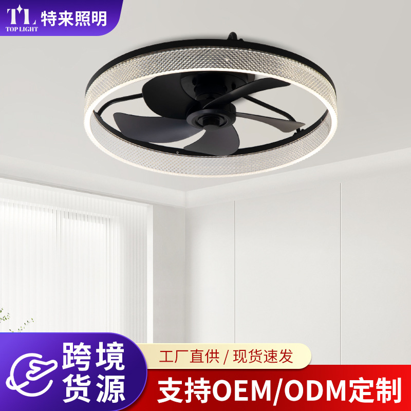 Ventilador de Techo con Luz Metal y Acrílico Silencioso con Control Remoto para Sala de Estar y Dormitorio image 1