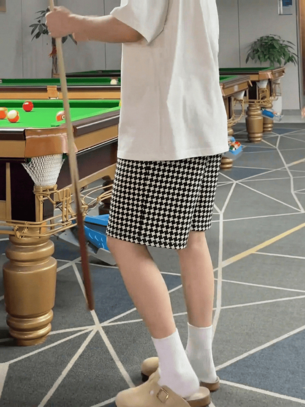 Herren Shorts Im Retro Houndstooth Design Lockerer Schnitt_voghion.com