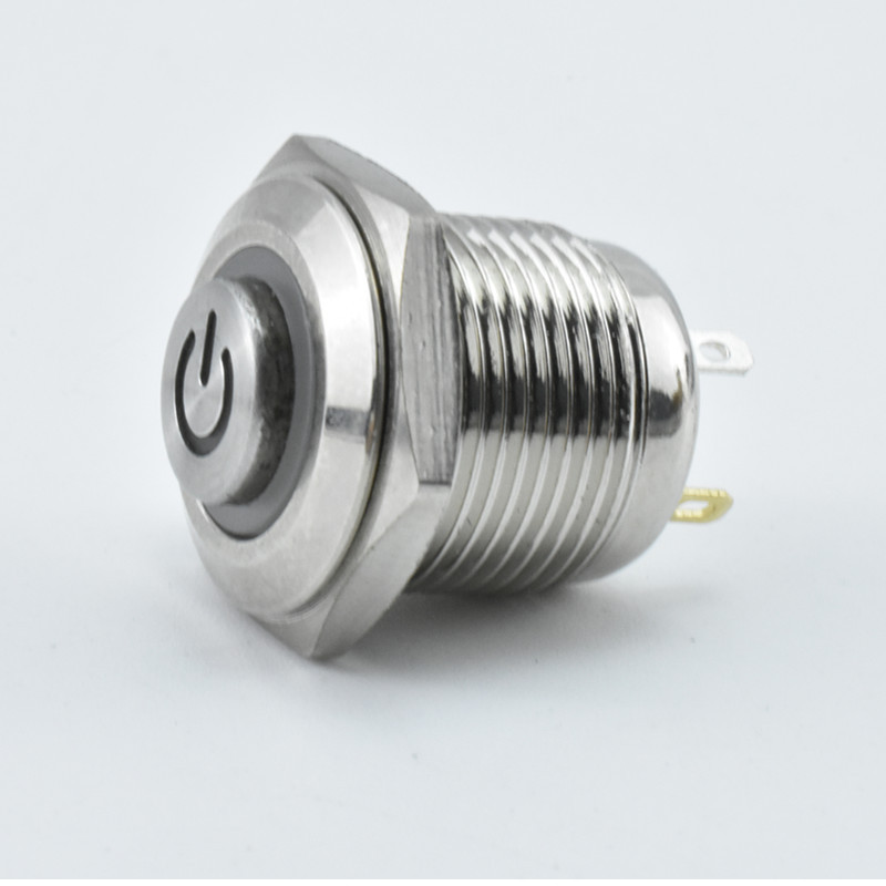 乐牛16mm高头自复环形电源标 防水金属按钮开关自锁自 复式 LED灯