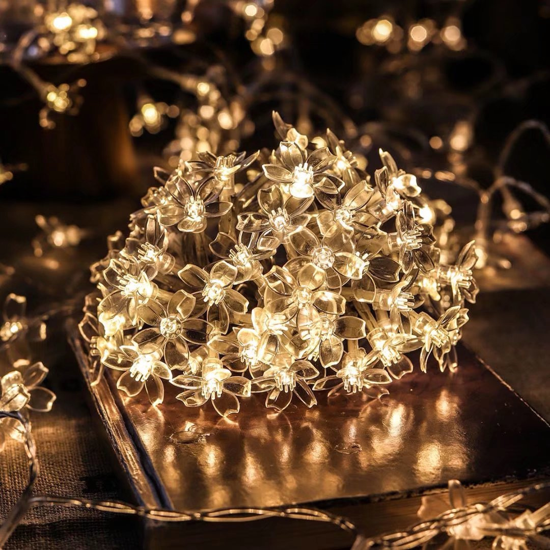 クロスボーダーledソーラー桜ライトストリング屋外庭桃花模様カラーライトストリングクリスマス祭り装飾フラッシュライト