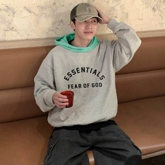 FOG ESSENTIALS HHH レタープリント アメリカンハイストリート カラーブロック フード付き秋冬スウェットシャツ 男女兼用