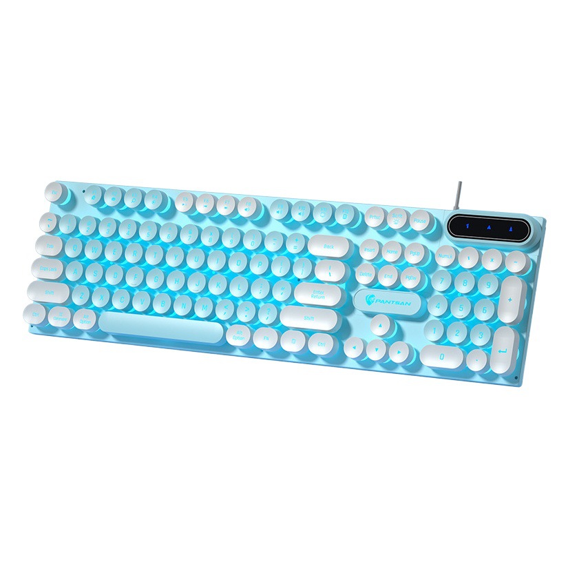 Teclado y ratón mecánico Pansen PT100, keycaps redondos, con cable luminoso