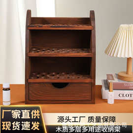 木质多层精油置物架家用化妆品美甲油收纳架杂物架实木储物架