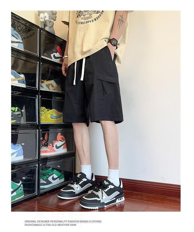 Camisas menos ropa, nuevos productos de verano, monos casuales para hombres, pantalones cortos ins de tendencia recta, pantalones transpirables sueltos de todo fósforo