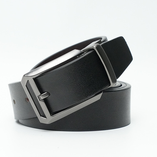 Men's genuine leather unlaminated belt wear-resistant cross-border tail clip pin buckle rotating pin buckle reversible belt for men