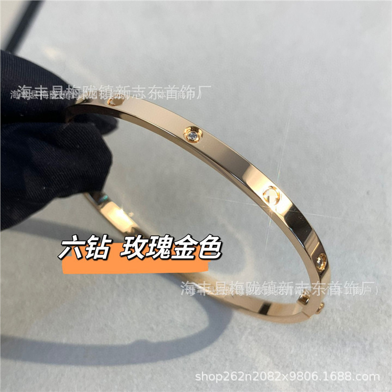 Kajia ブレスレット 厚い 18K ゴールドメッキ ナローバージョン フルダイヤモンド 6 ダイヤモンド 4 ダイヤモンド 光沢のあるベビーブレス クラシック ブレスレット 男性と女性用 ゴールドメッキ|undefined