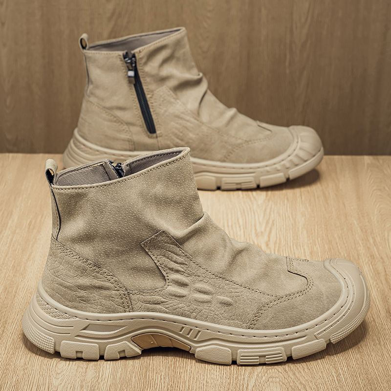 Nuevos zapatos de hombre 2026 tendencia de otoño moda versátil deportes casuales ligeros hombres botas de tamaño medio Martin image 4