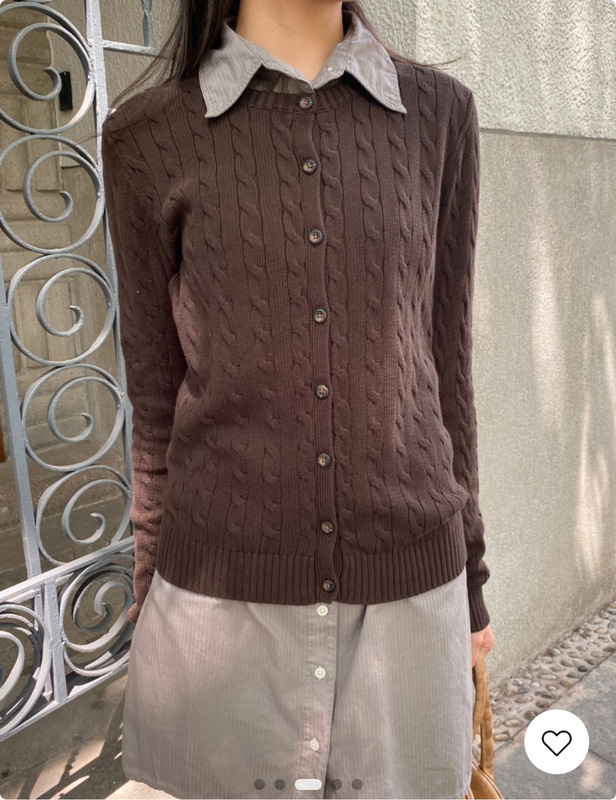 Bm Style Retro Brown Twist Cardigan Sweater Women's Bm Autumn and Winter Slim Button Round Neck Casual Knitted Jacket
