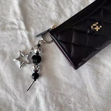 韩国东大门代购 星星笑脸银色简约气质手机包包挂件钥匙链