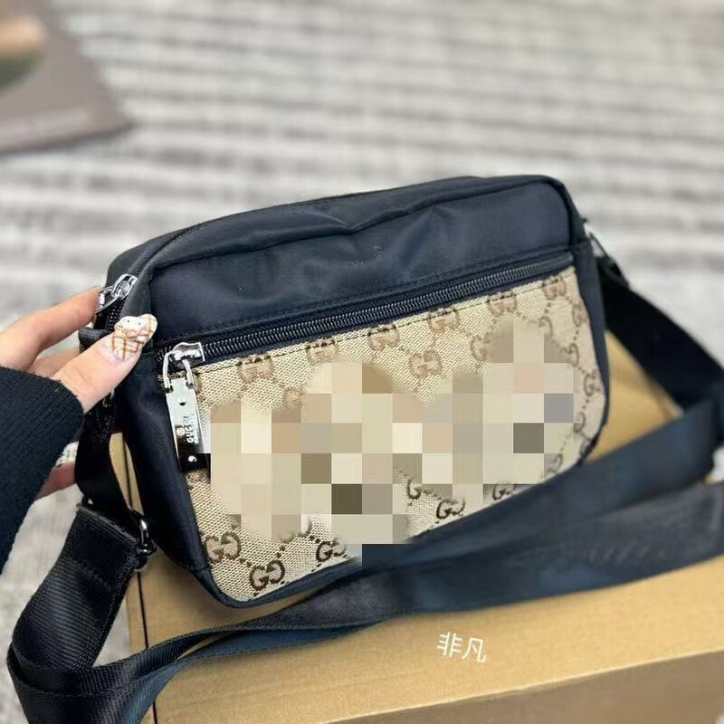 Cross-Border New m Lv Men's Bag Women's Bag Genuine Leather Messenger Bag Chain Bag Box Bag Three-In-One Black Warrior Pillow Bag