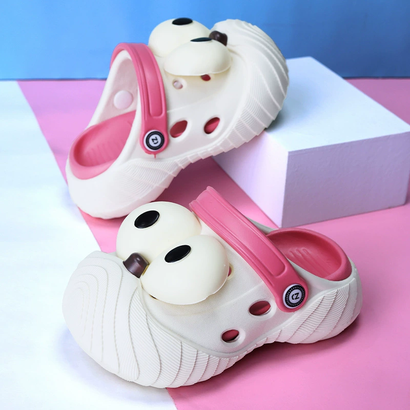 Детская пещерная обувь Лето 2024 новый мальчик девочка мультфильм большие глаза милые сандалии внутренние нескользкие тапочки с толстой подошвы