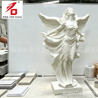 定制 兴燕石雕汉白玉展翅天使石雕 欧式人物天使雕像