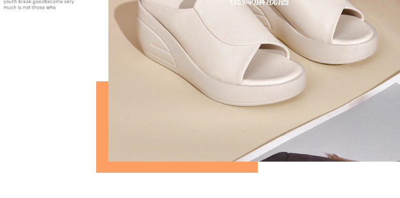 Dép sandal nữ đế xuồng da thật gót cao 9 cm phong cách thời trang — Màu đen chi tiết 24