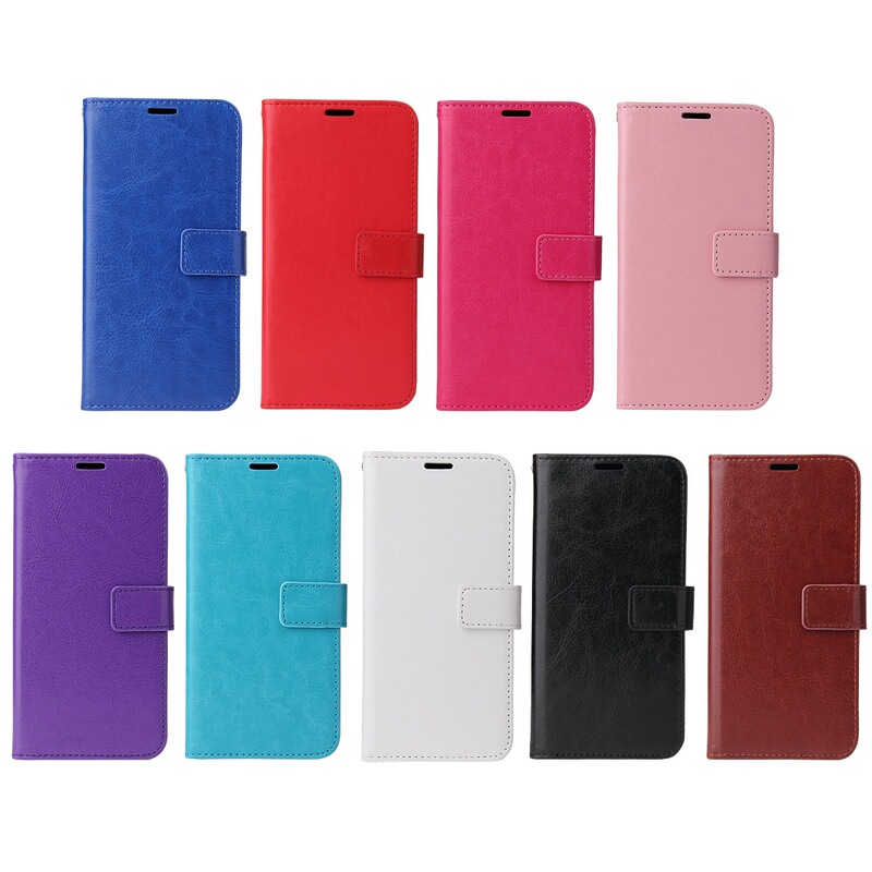 Suitable for iPhone 17 Phone Case, Apple 15 Phone Case with Card Slot, Samsung S25 Crazy Horse Pattern Flip Cover Protective Case