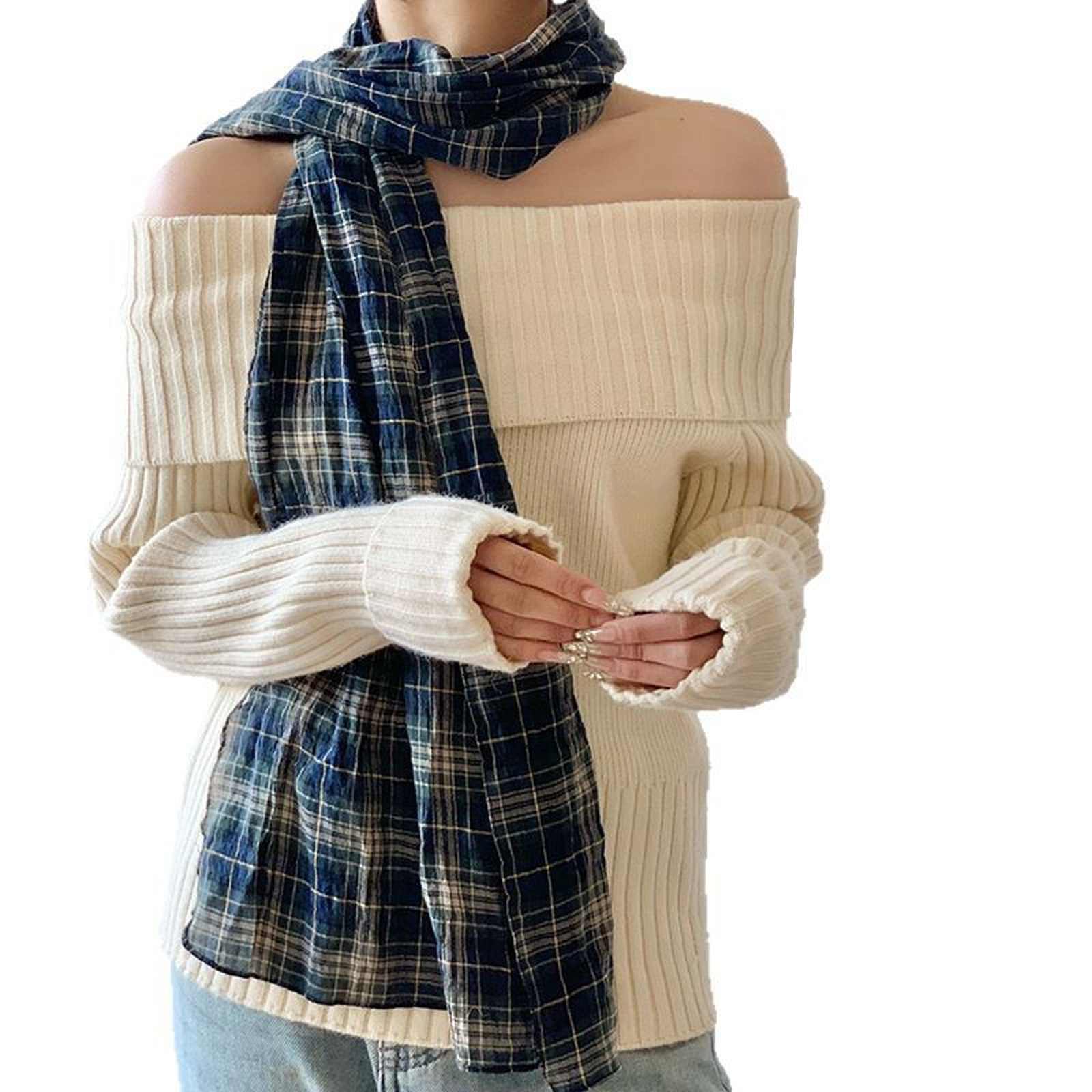 Bufandas de algodón nuevo estilo coreano bufandas de cuello de aire acondicionado bufandas de cuello amplio aliento