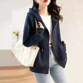 休闲外套女秋装卫衣拉链开衫2023年春秋新款宽松显瘦洋气大码上衣