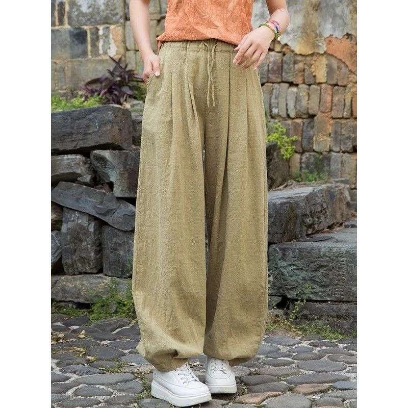 Cotton and Linen Pants for Women, New Summer Style Cotton and Linen Long Pants, Casual Loose Fit, Versatile Cuffed Pants, Relaxed Lantern Pants Cotton and Linen Pants for Women, New Summer Style Cotton and Linen Long Pants, Casual Loose Fit, Versatile Cuffed Pants, Relaxed Lantern Pants