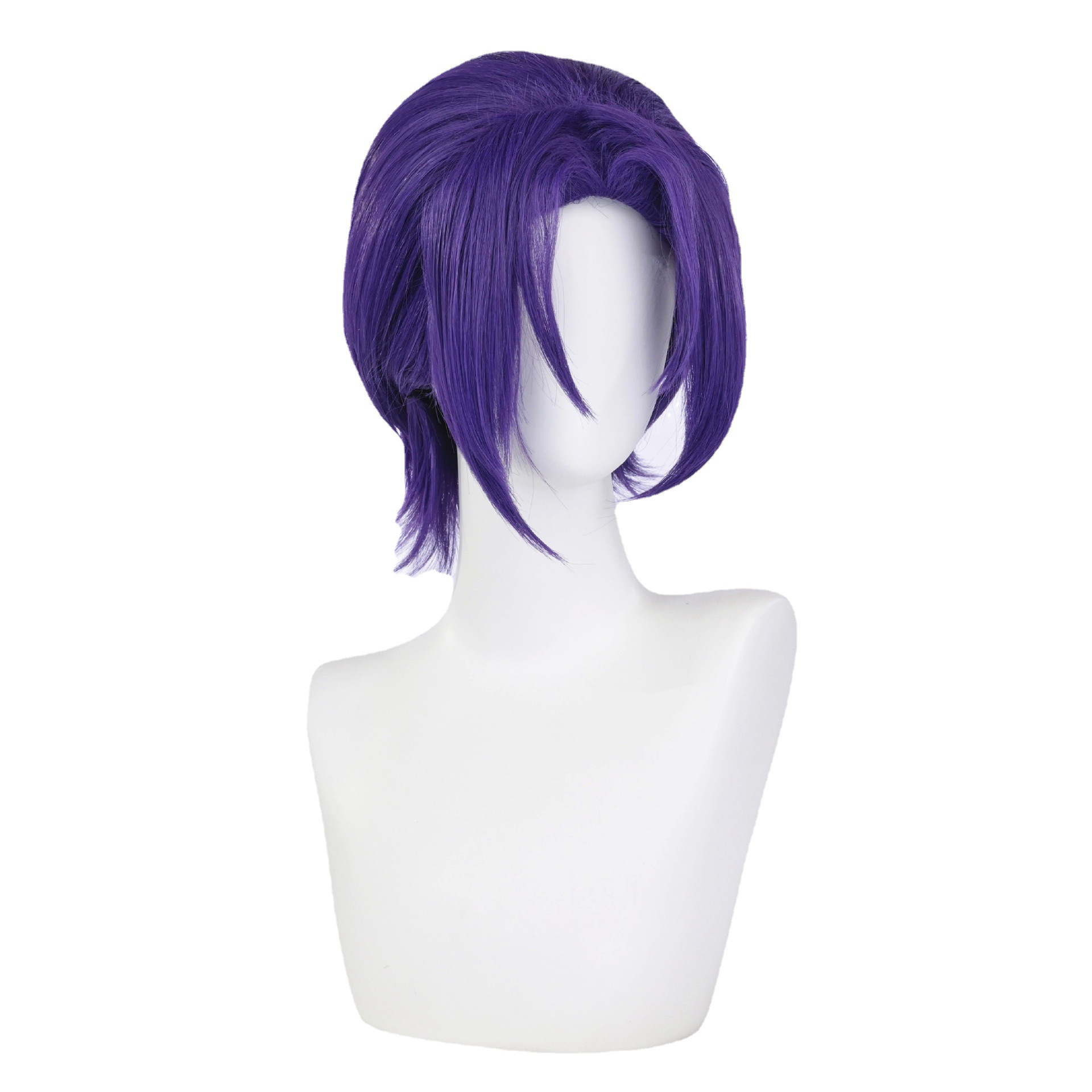 Anime peluca Cosplay prisión azul sombra real Ling rey peluca cubierta de la cabeza púrpura medio-longitud Pelo Corto capa