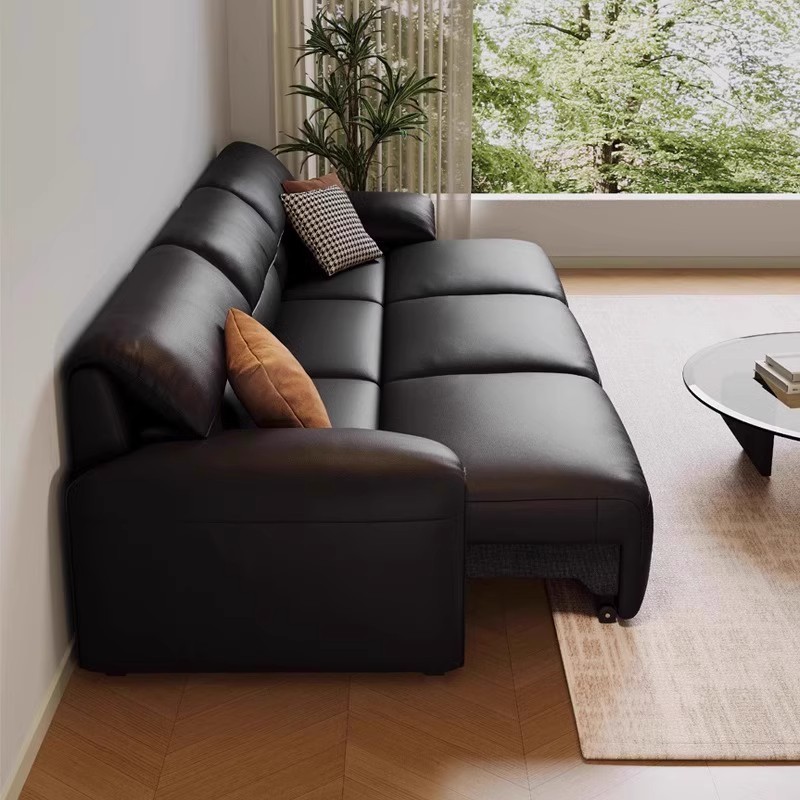 Italiano minimalista cero contra la pared sofá eléctrico de cuero plegable multifuncional de doble uso de orejas de elefante sofá cama