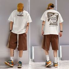 夏季新款潮男潮男美式潮牌半袖体恤衫短袖潮牌ins潮流情侣小众百