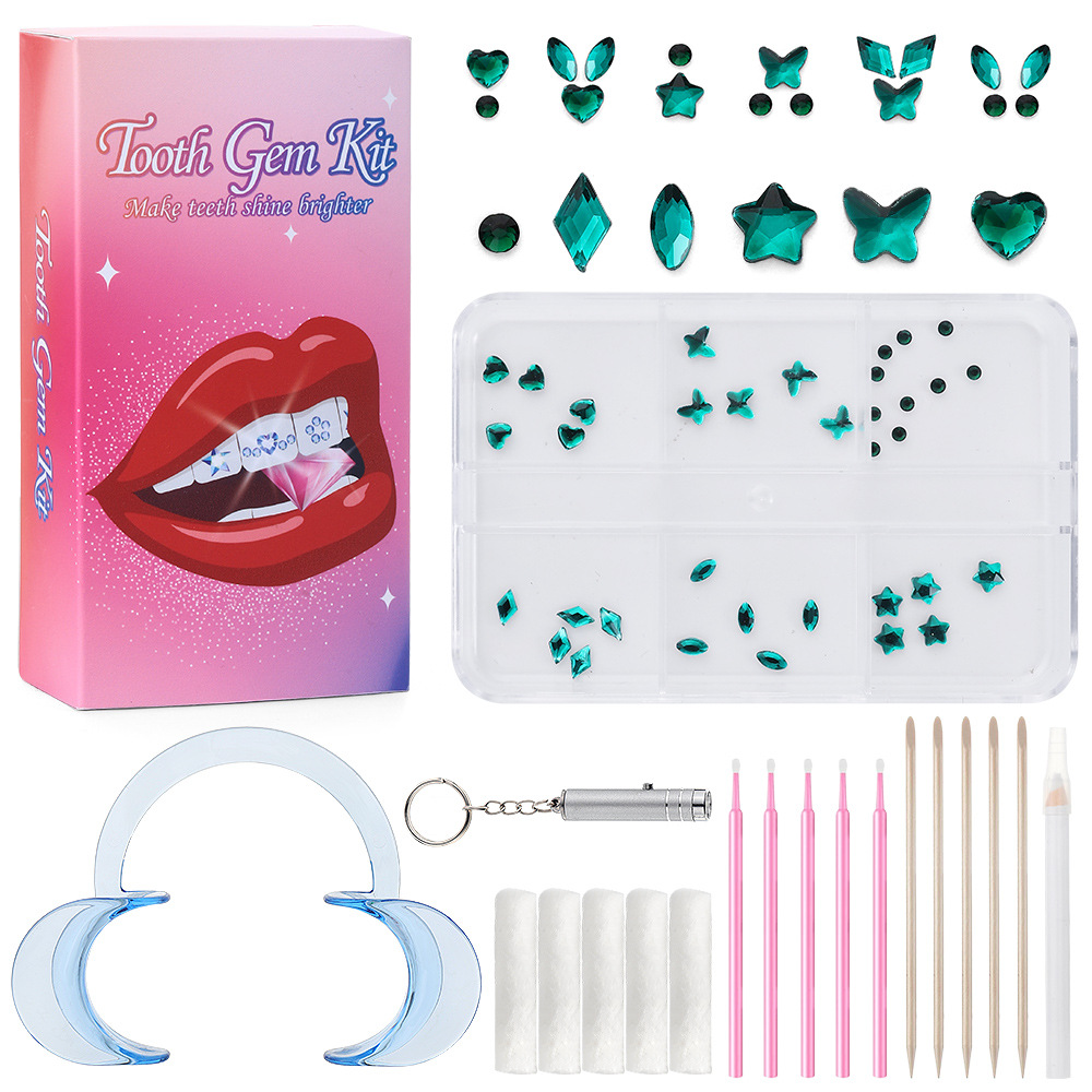 다크 그린 6 그리드 치과 드릴 세트 [컬러 박스 업그레이드는 접착제를 포함하지 않습니다]]