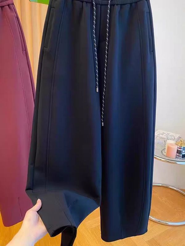 秋季新款阔腿运动裤女2025高腰宽松大码女装显瘦镰刀休闲裤1035#|undefined