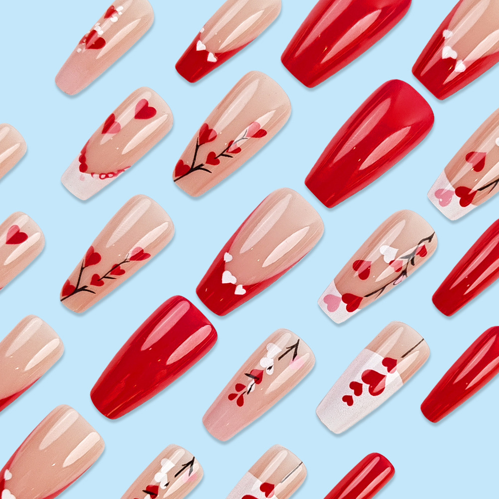Decoración de Uñas Estilo Ballet, Superventas Internacional, Uñas en Forma de Corazón en Rosa Suave que Realzan la Elegancia, Pegatinas de Uñas con un Toque Romántico, Dulce y Fresco