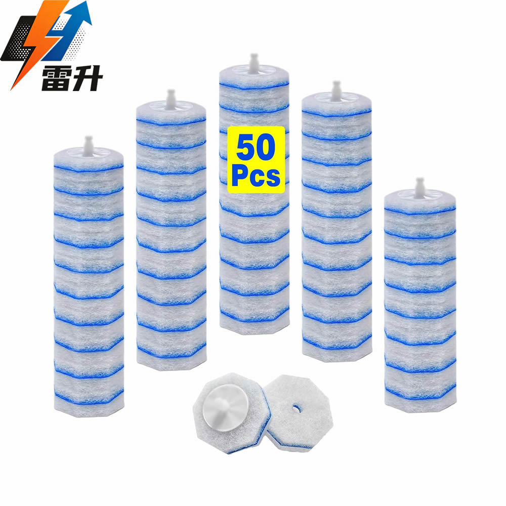 Leisheng Fiber Cotton Disposable Toilet Brush Replacement Head with Base, Long Handle Special Set, New Model