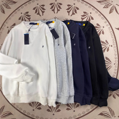 RL ラフポニーロゴ純綿薄手ラウンドネックプルオーバースウェットシャツ秋と冬のカップル長袖 Tシャツ刺繍スウェットシャツ女性用