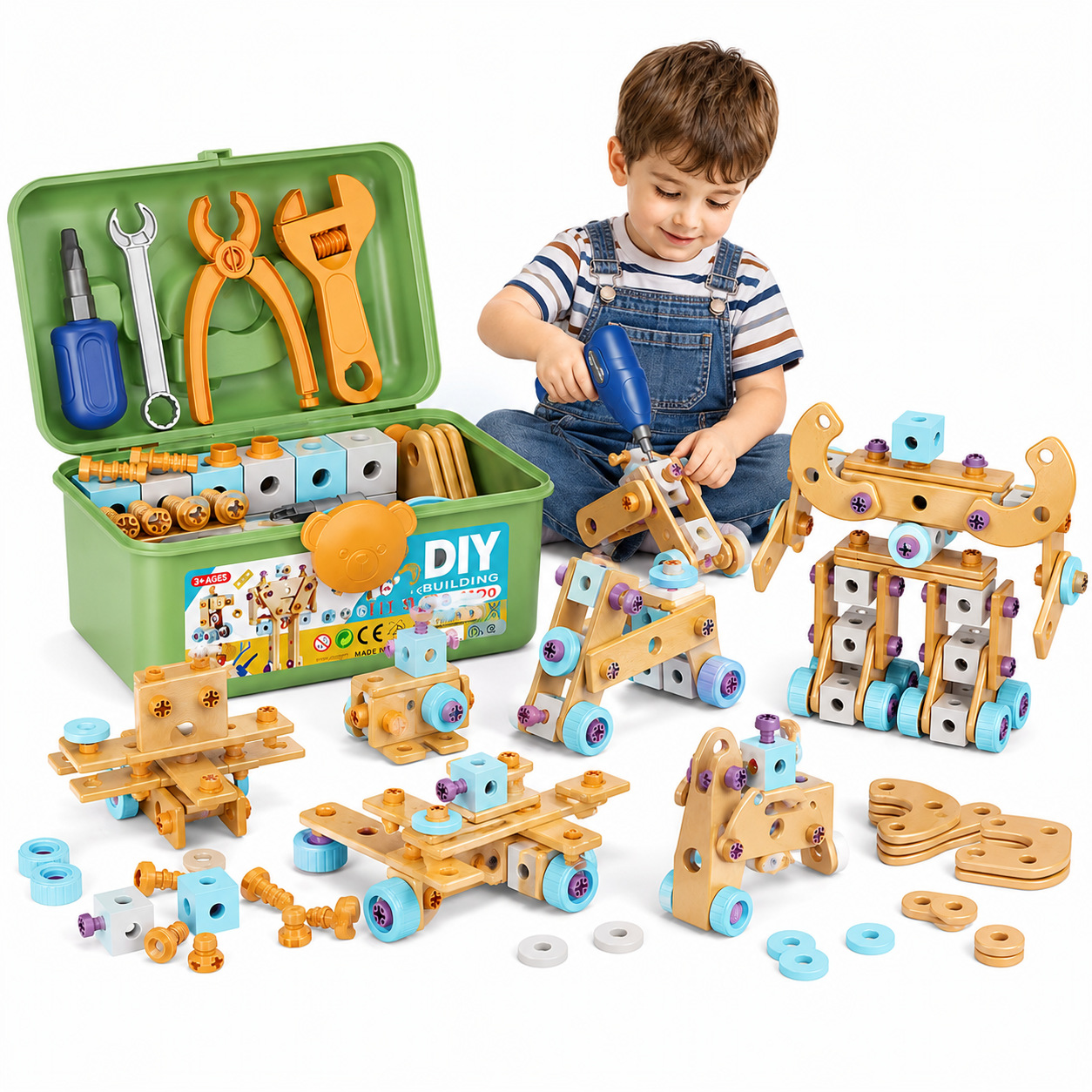 Cross-Border DIY Screw-Twisting Pretend Play Toy, Realistic Electric Drill, DIY Screw Assembly and Disassembly, Children's Repair Tools