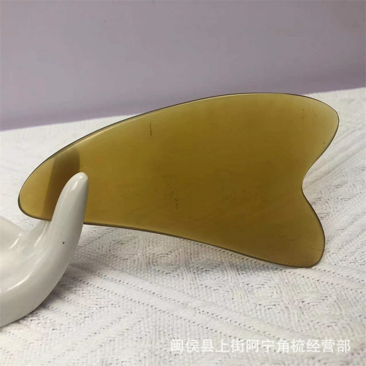 Natural Buffalo Horn Gua Sha Board 11cm Triangle Scraping Massage Tool for Body Neck and Legs overview