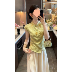 2025新款夏季缎面提花气质收腰显瘦上衣高腰阔腿长裤子女装套装